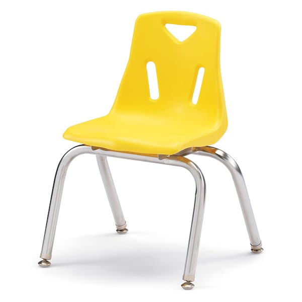 Berries Stacking Chairs with Chrome-Plated Legs, 14 in. Ht, Set of 6, Yellow